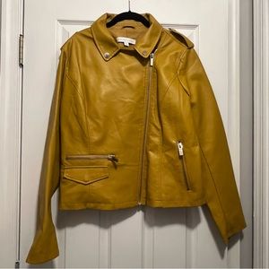 NY&Co Yellow Faux Leather Moto Jacket XL